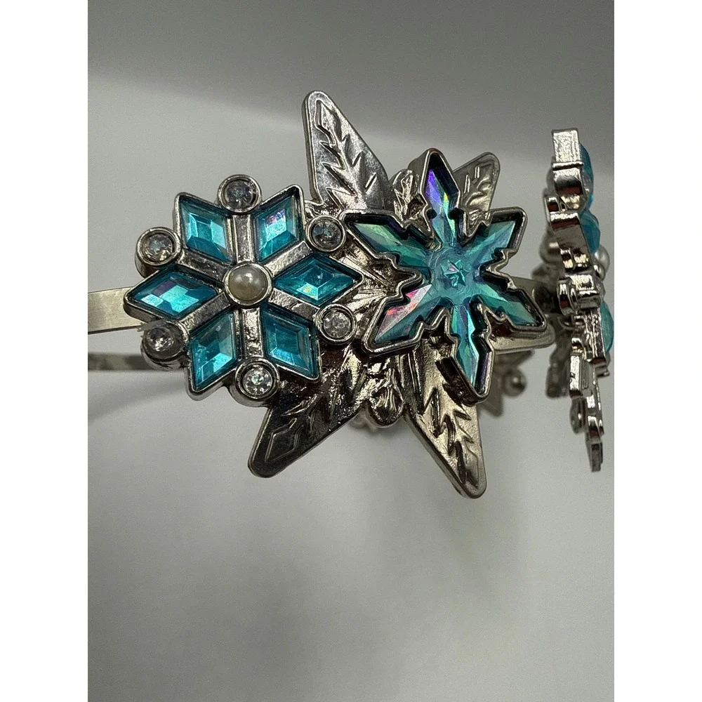 Disney Frozen Elsa Snowflake Tiara Headband Silver Tone Blue Gems Euro Disney